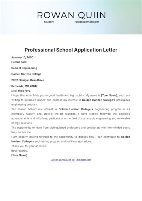 Sample Application Letter For School Administrator