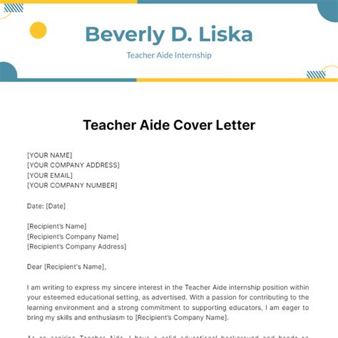 Sample Application Letter Teacher Aide Australia