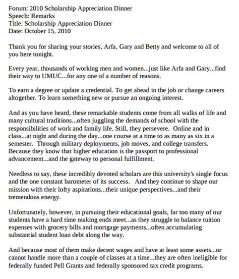 Sample Appreciation Speech