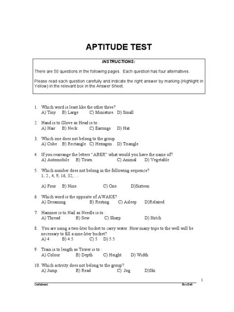 Sample Aptitude Test Questions Grade 4