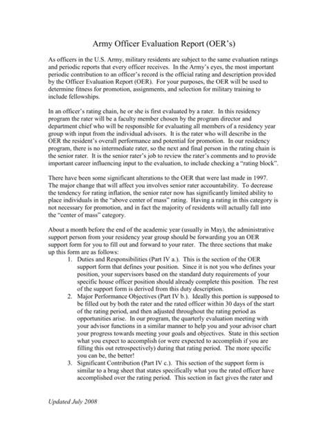 Sample Army Officer Evaluation Report Bullet Points