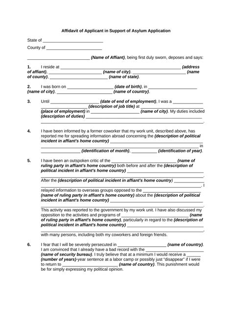 Sample Asylum Affidavit