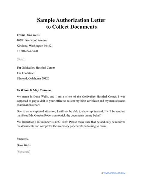 Sample Authorization Letter Collect Documents