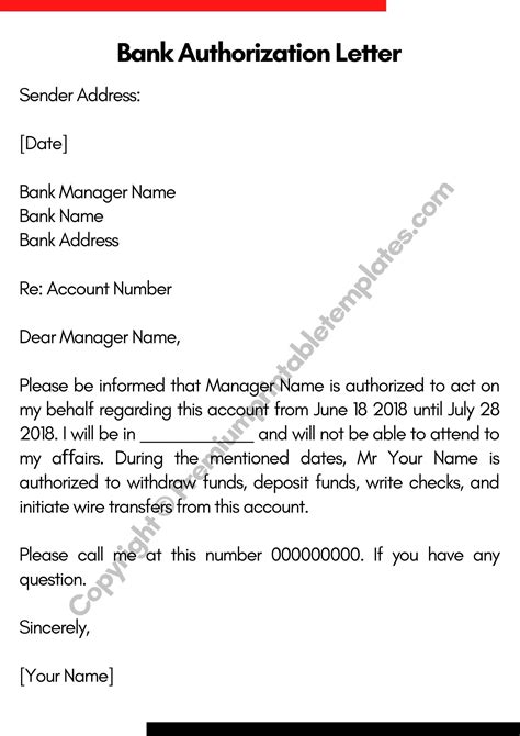 Sample Authorization Letter For Bank