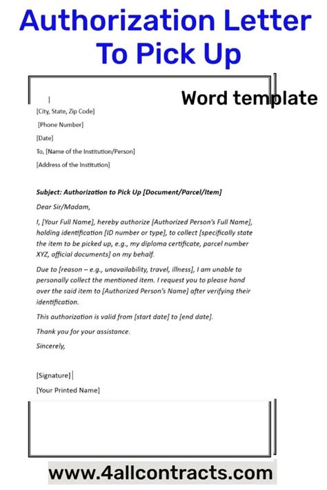 Sample Authorization Letter For Pick Up Cargo
