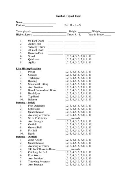 Sample Baseball Tryout Plan