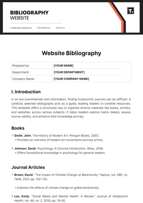 sample bibliography format for websites