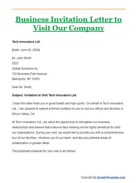 sample business invitation letter for conference
