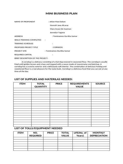 Sample Businests Plan For Mini Supermarke