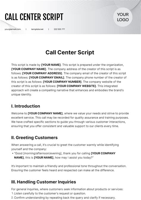 Sample Call Center Scripts