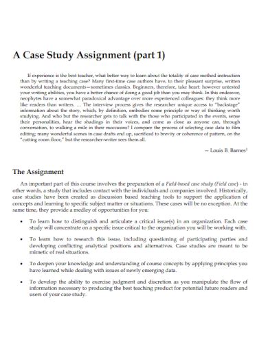 Sample Case Study Assignment