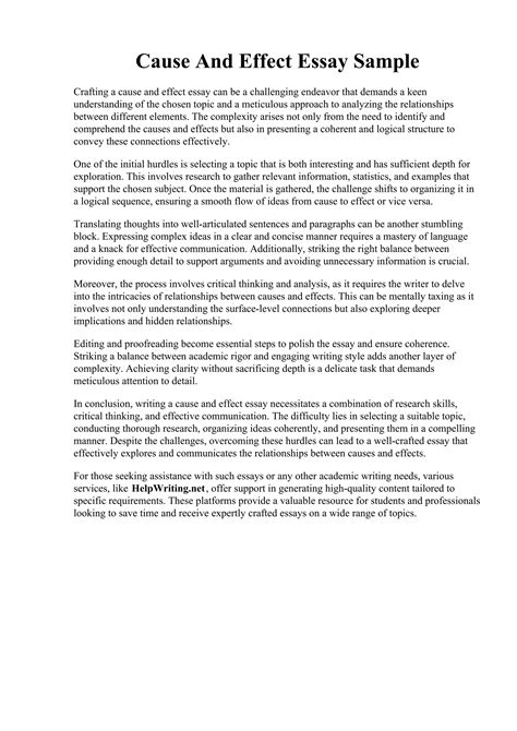 Sample Cause Effect Paragraphs Kishwaukee College