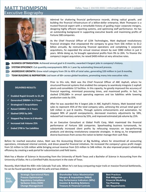 sample cfo biography