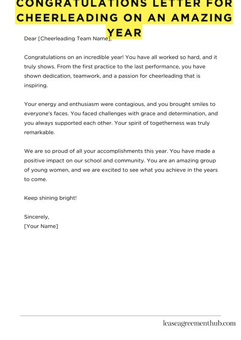 Sample Cheerleading Squad Acceptance Letter