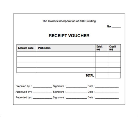 Sample Cheque Receipt Voucher