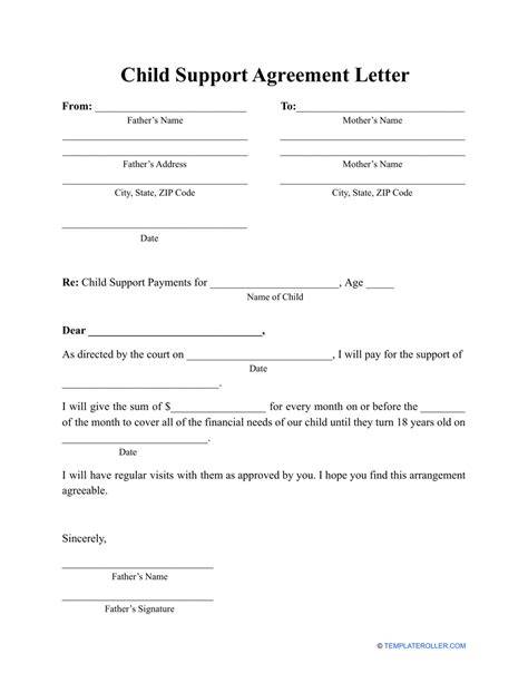 Sample Child Support Letter Template
