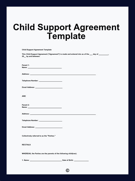 Sample Child Support Written Agreement Letter