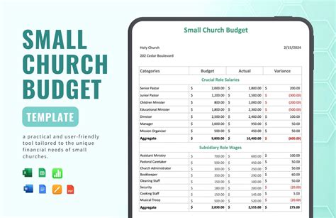 sample church budget spreadsheet