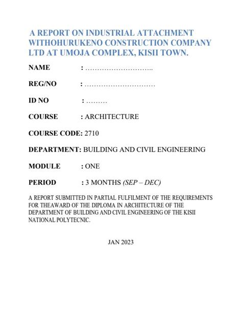 sample civil engineering industrial attachment report