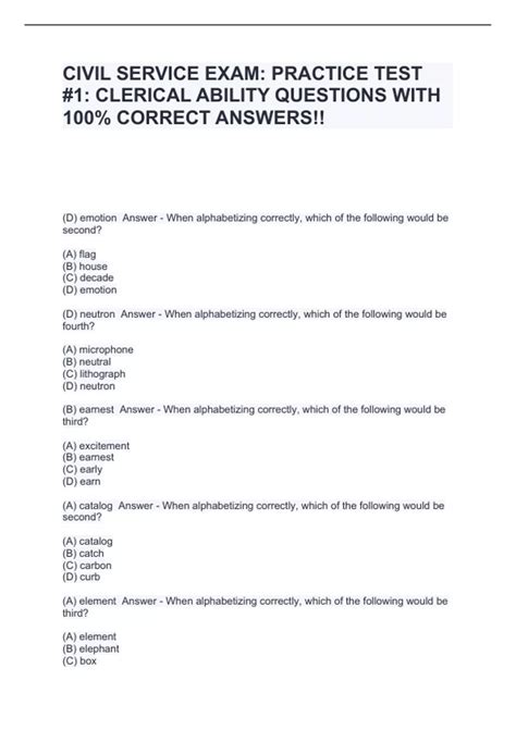 sample civil service clerical test