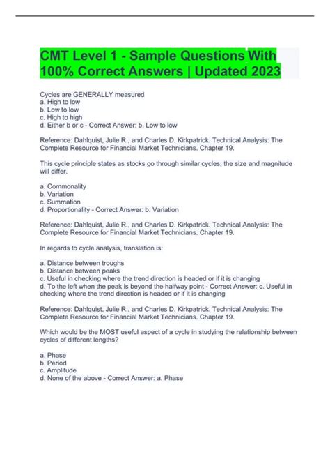 Sample Cmt Level I Exam Cmtassociation