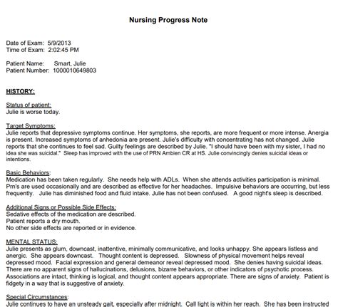 Sample Cna Progress Notes