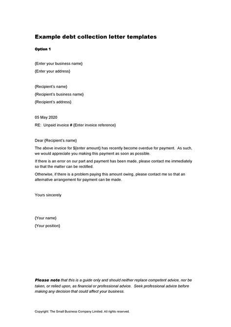 Sample Collection Letter Templates Fast Business Plans