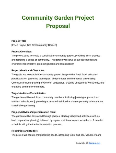 Sample Community Project Proposal Document