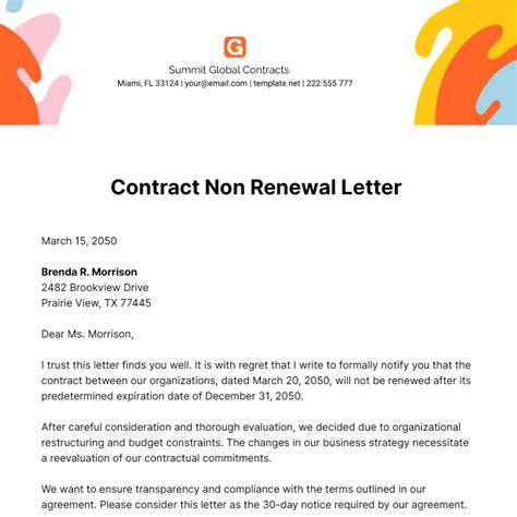 sample company not renew contract announcement
