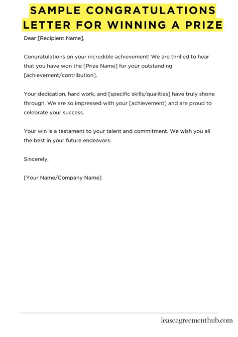 Sample Congratulations Letter For Winner Award