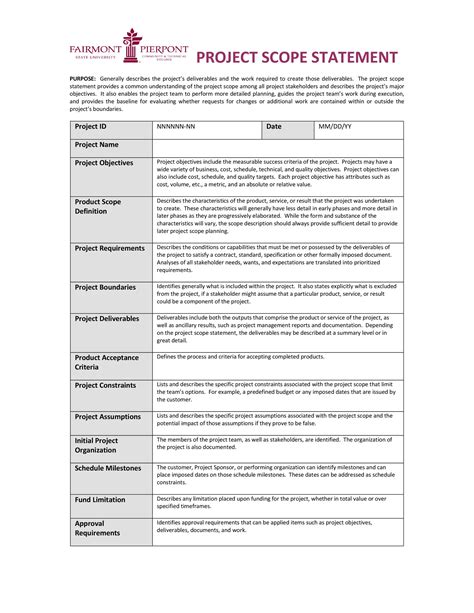 Sample Construction Project Scope Statement