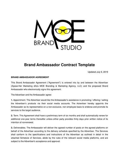 Sample Contract Brand Ambassador
