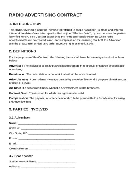 Sample Contract For Radio Advertising