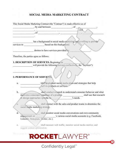 sample contract for social media services