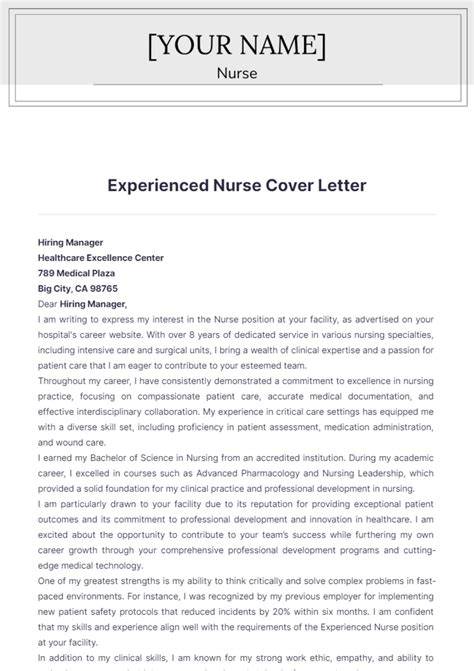 sample cover letter experienced nurse rpnao