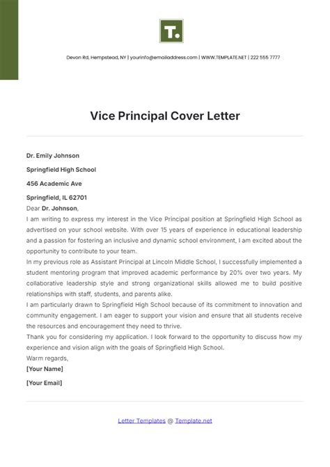 Sample Cover Letter For Vice President Positions