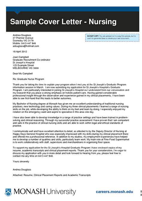 sample cover letter nursing monash university