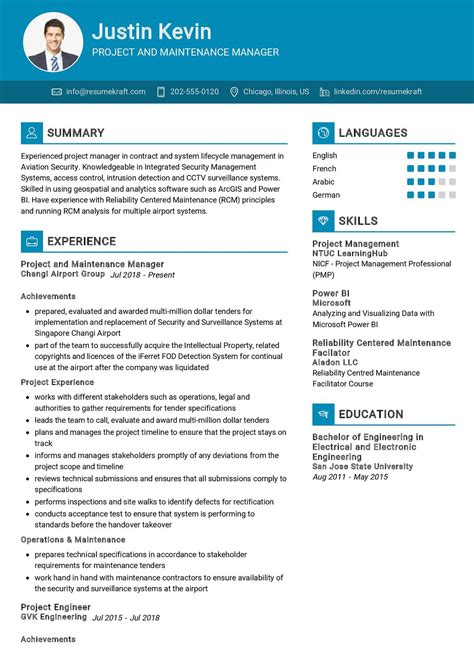 Sample Cv For Maintenance Manager Engineering Projects