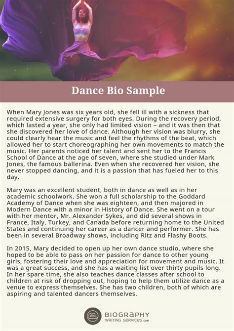 sample dance biography