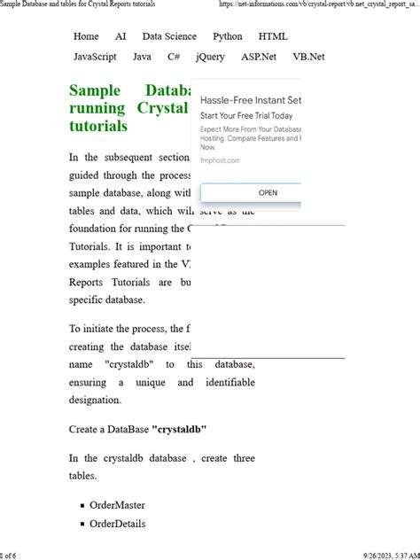 Sample Database For Running Crystal Reports Tutorials