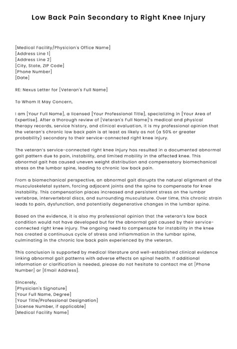 Sample Disability Letter Back Pain