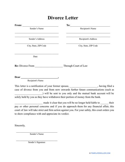 sample divorce stipulation letter