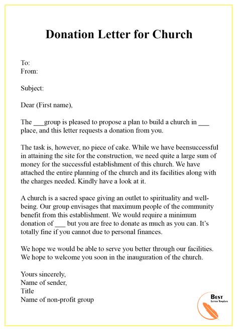 Sample Donation Letter For Church