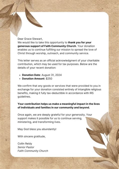Sample Donation Letters For Church Building