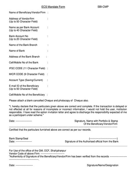 Sample Ecs Mandate Form Home Loan