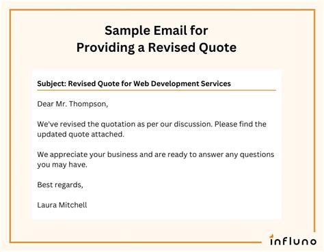 sample email for revised quotation