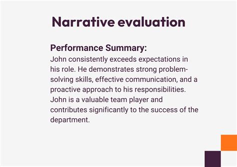 Sample Employee Performance Narrative Evaluation