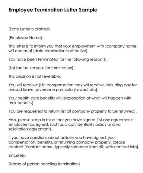 Sample Employee Termination Announcement