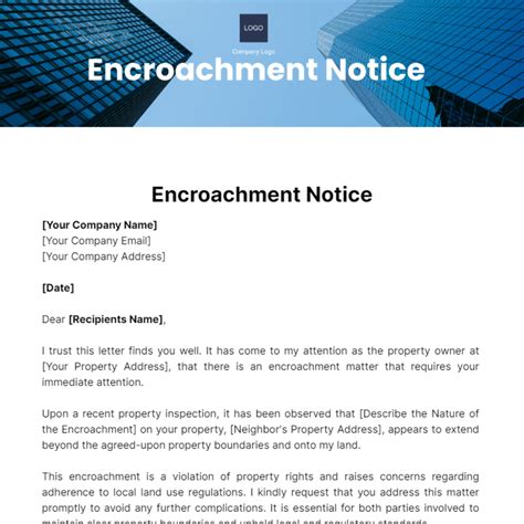 Sample Encroachment Notice Letter