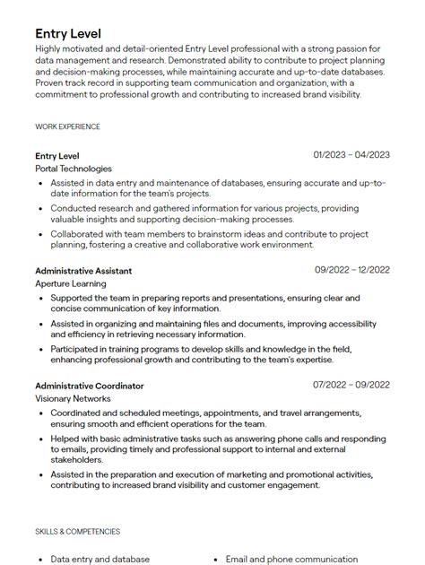 Sample Entry Level Resume For Bba Fresher
